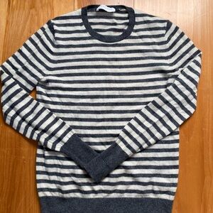 Everlane Striped Crewneck Sweater in Navy and Cream